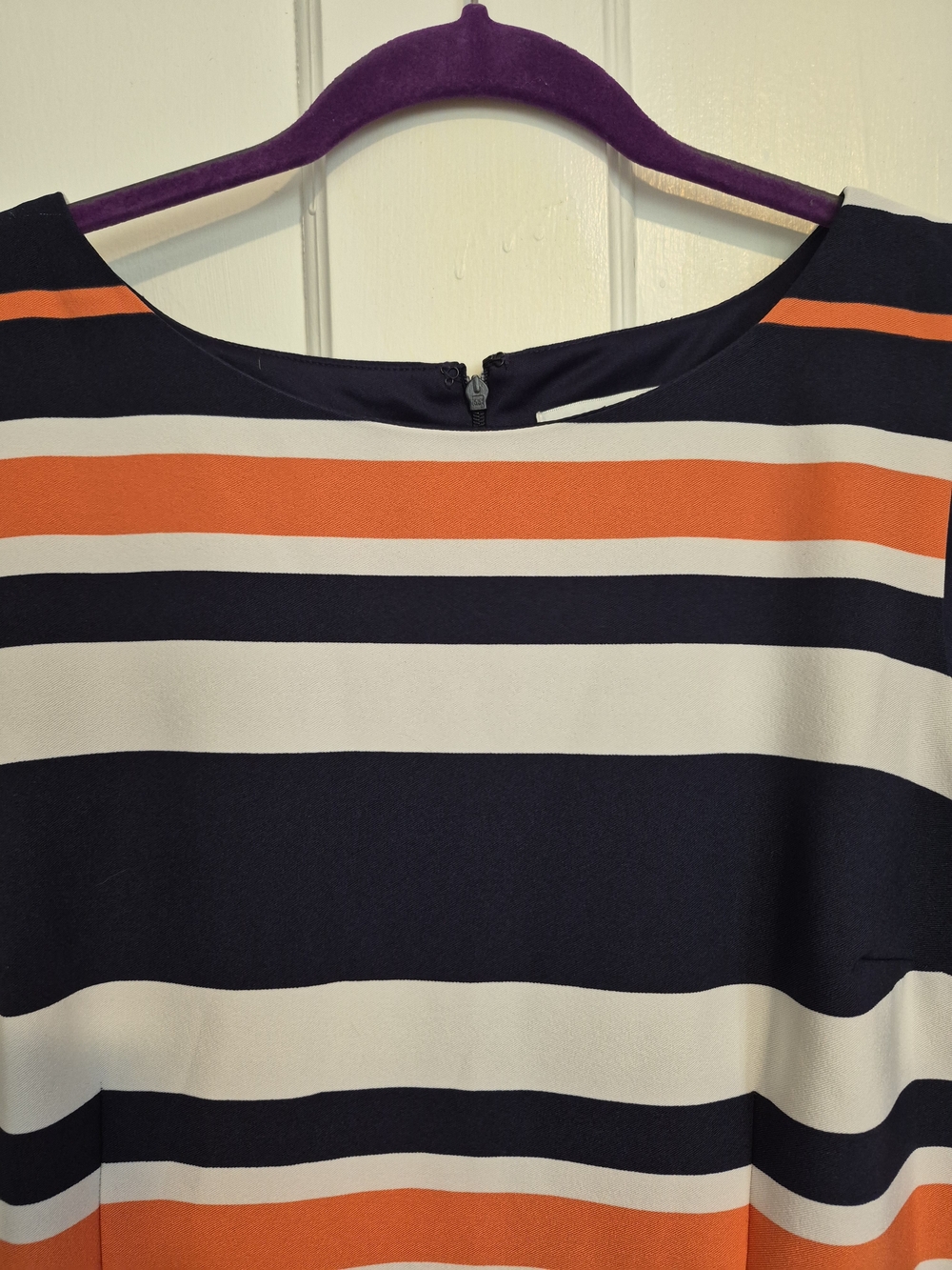 Amanda Lane Sleeveless Striped Mini Dress in Dark Blue, White & Coral/Orange - Picture 2 of 6